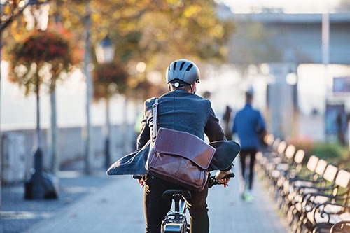 Man Riding Bike To work